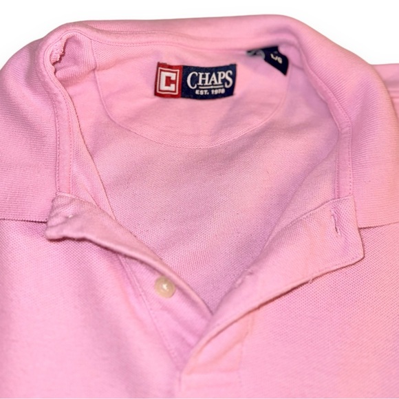 Chaps Light Pink Polo Short Sleeve Button Up Mens Shirt Large - Picture 7 of 15